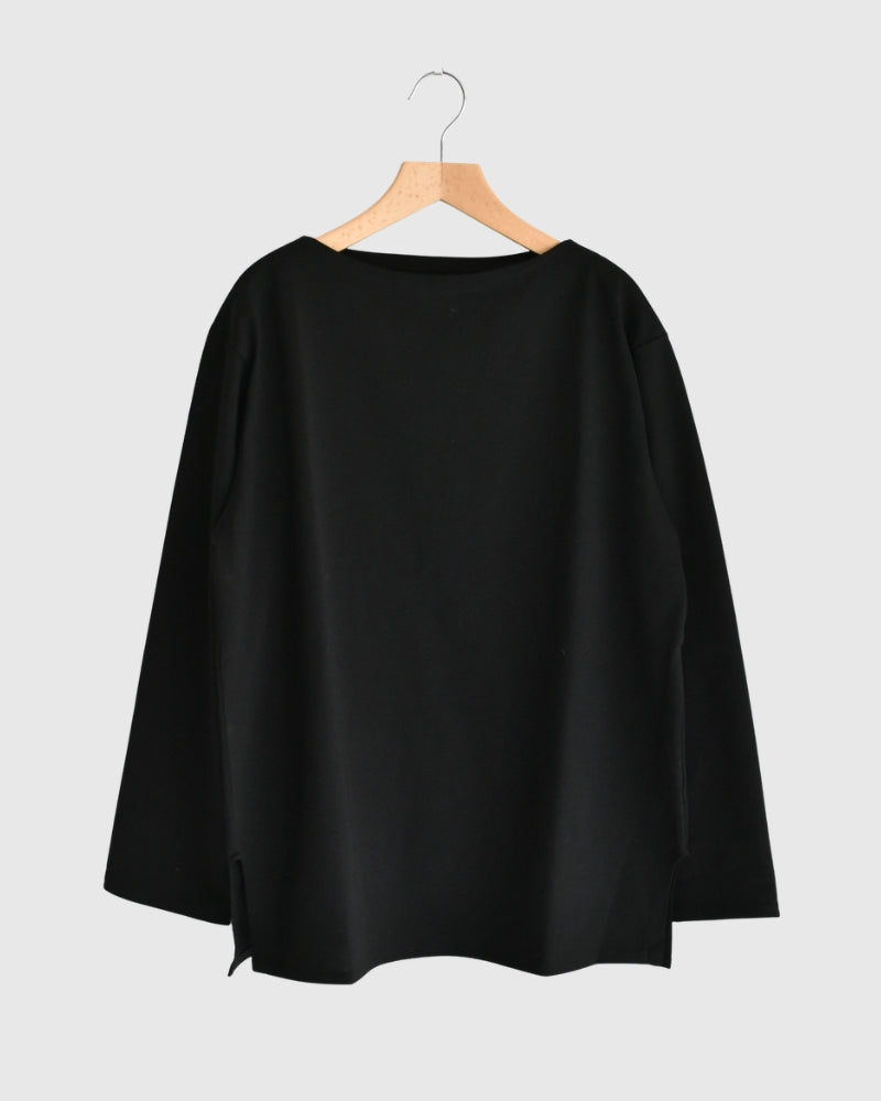 Giza Cotton Basque T-Shirt in Black
