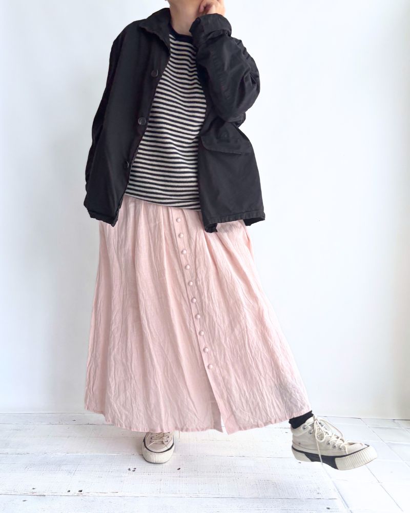 French Linen Skirt in Pink