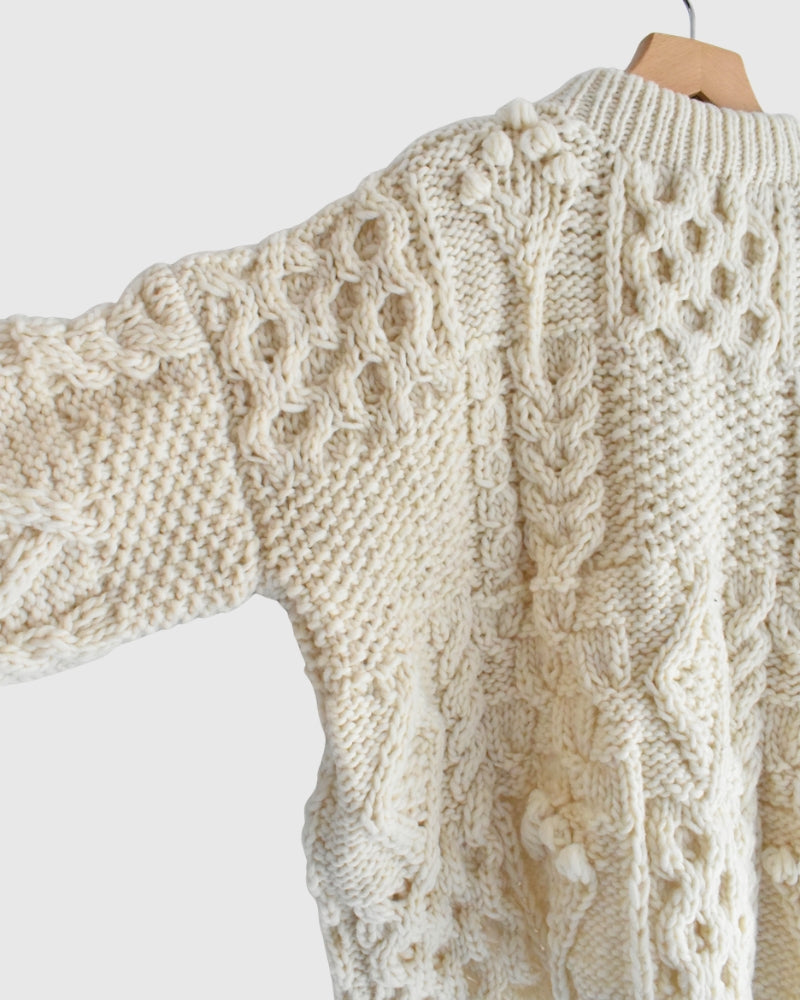 Peru Hand Knit Pullover in White