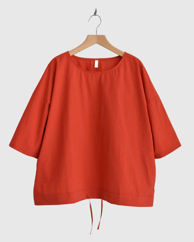 Drawstring Pullover in Orange