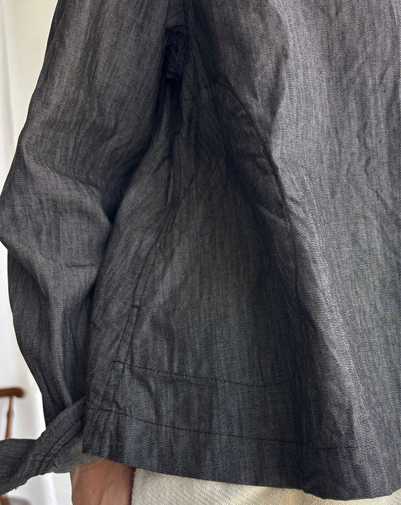 A‐LINE SHORT SHIRT (DENIM) in Black