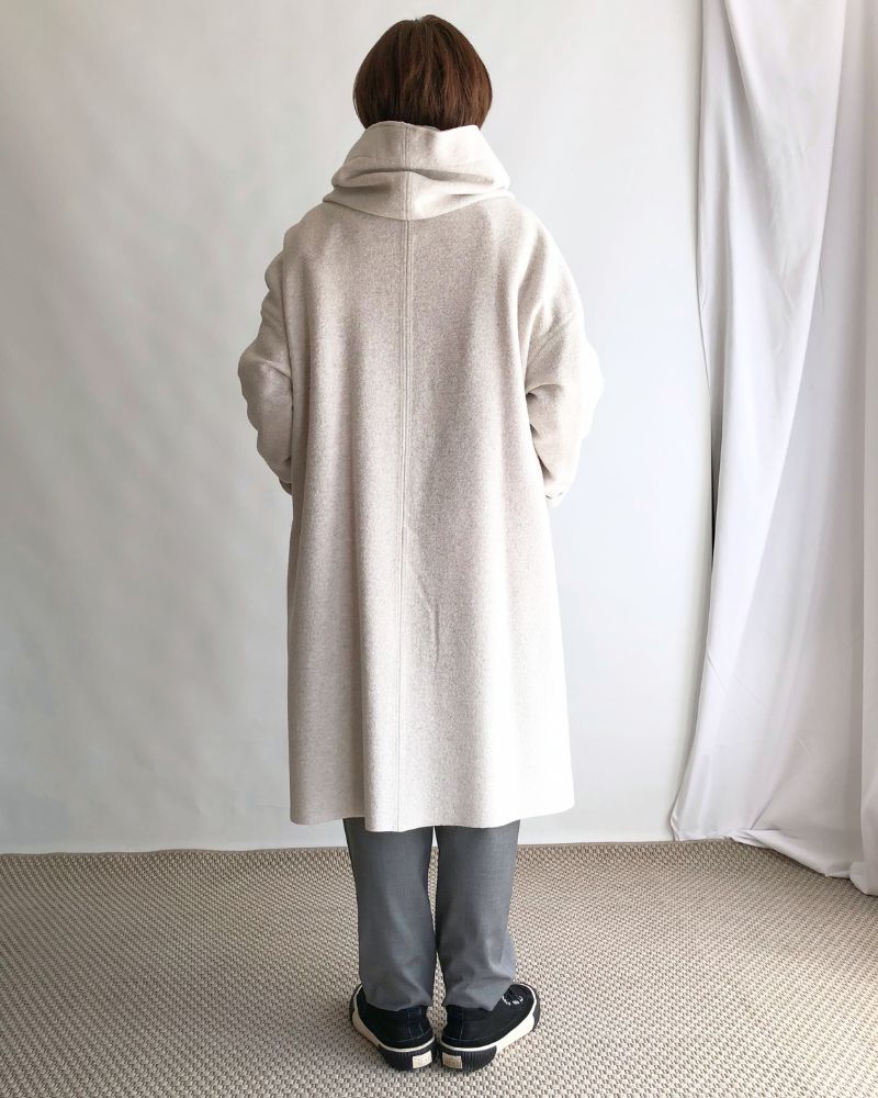 Felt Hooded Coat in OffWhite