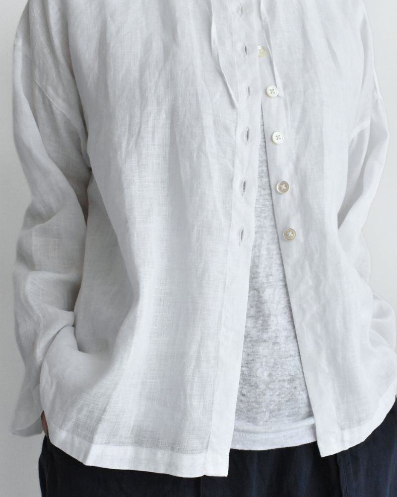 Hoodie Shirt (LINEN) in White