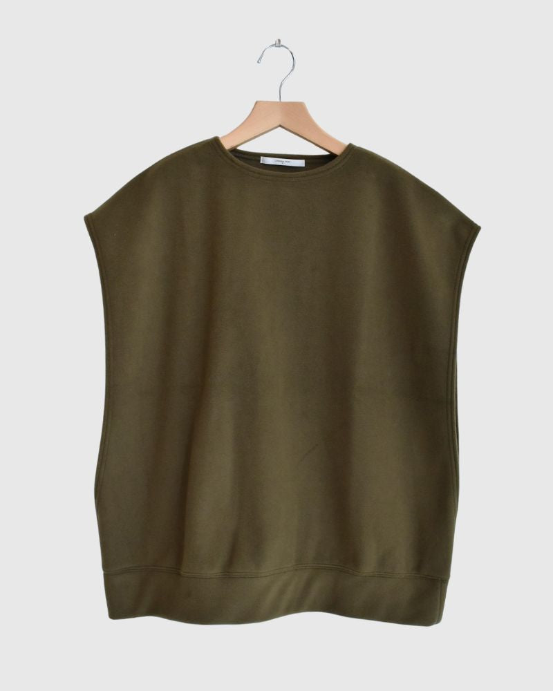 Utility Fleece Wide Vest in Khaki