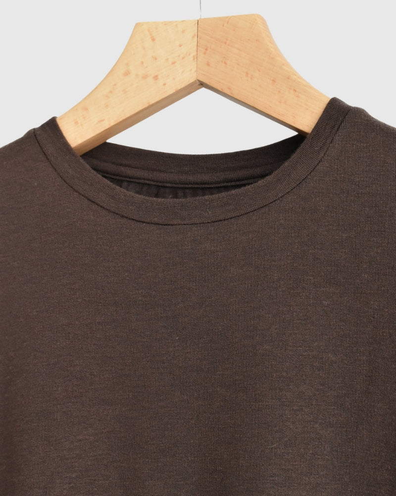 Sheer Jersey Crewneck in Brown