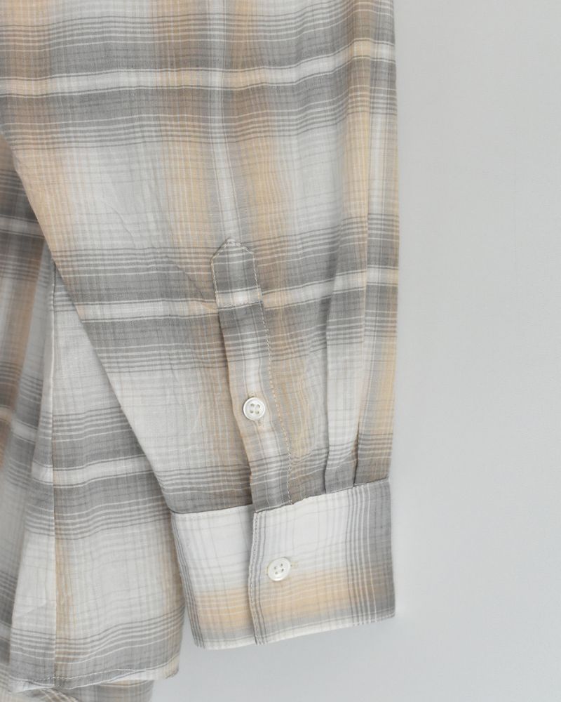 Light Madras Ruffle Blouse in Light Charcoal