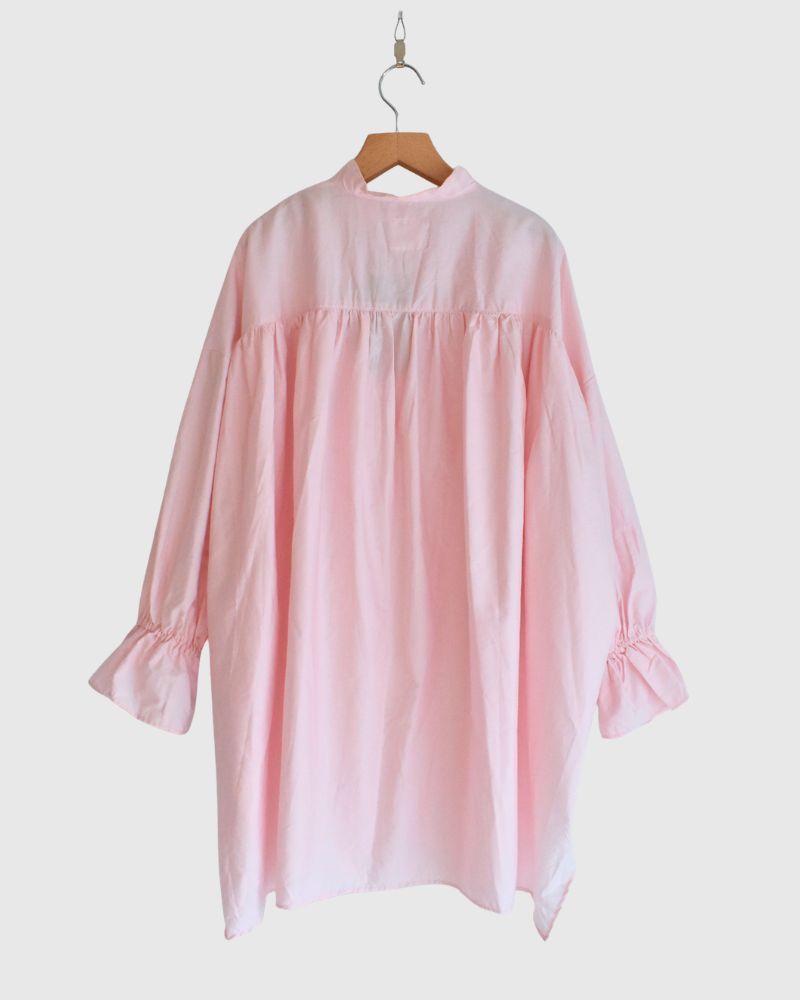 Cuff Ruffle Oversized Shirt in Pink