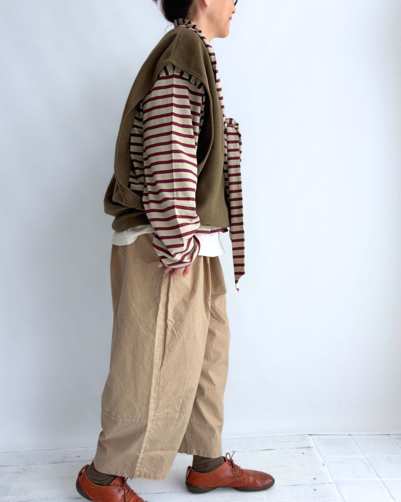 Utility Fleece Wide Vest in Khaki