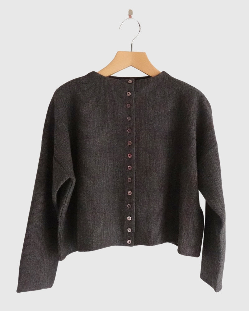 Bottleneck Boiled Wool Knit in Brown