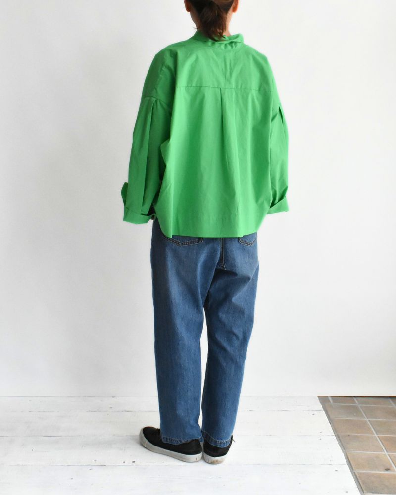 Tie collar blouse in Green