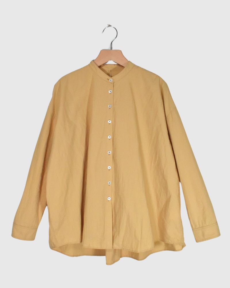 BAND COLLAR BIG SHIRT in Mustard