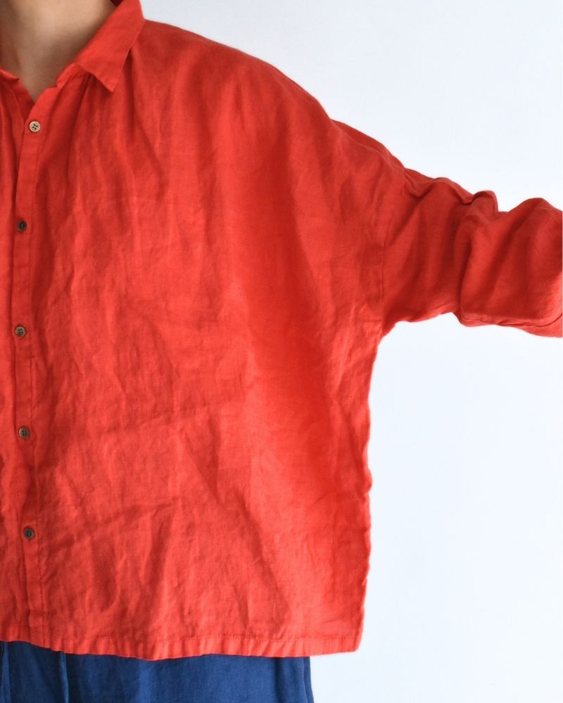 French Linen Shirt in Red