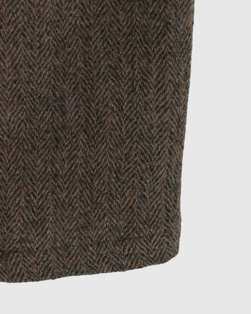 Wool Herringbone Pants in Brown