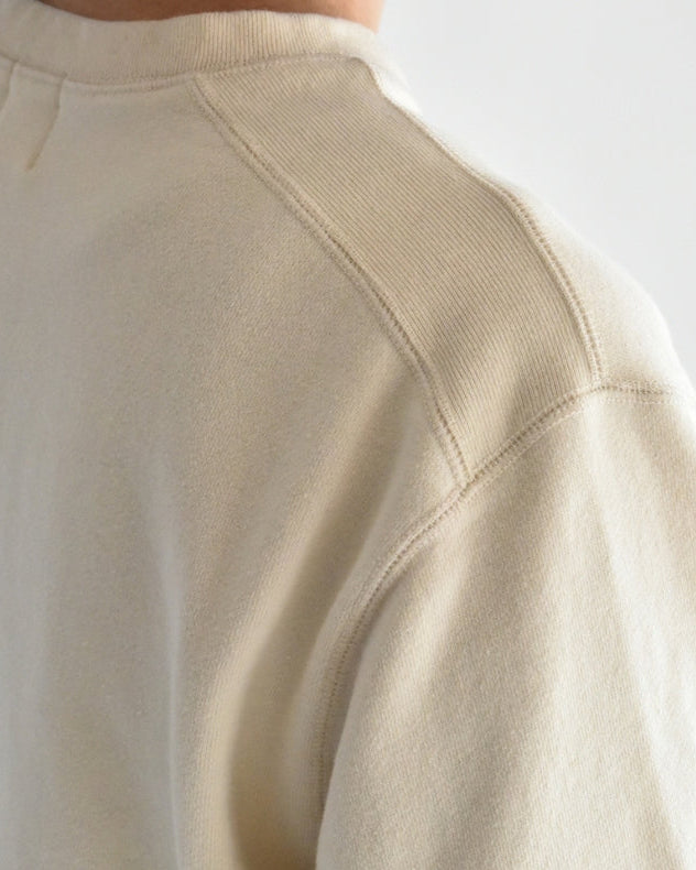 Recycle/Organic Henley Neck Sweatshirt in Ivory