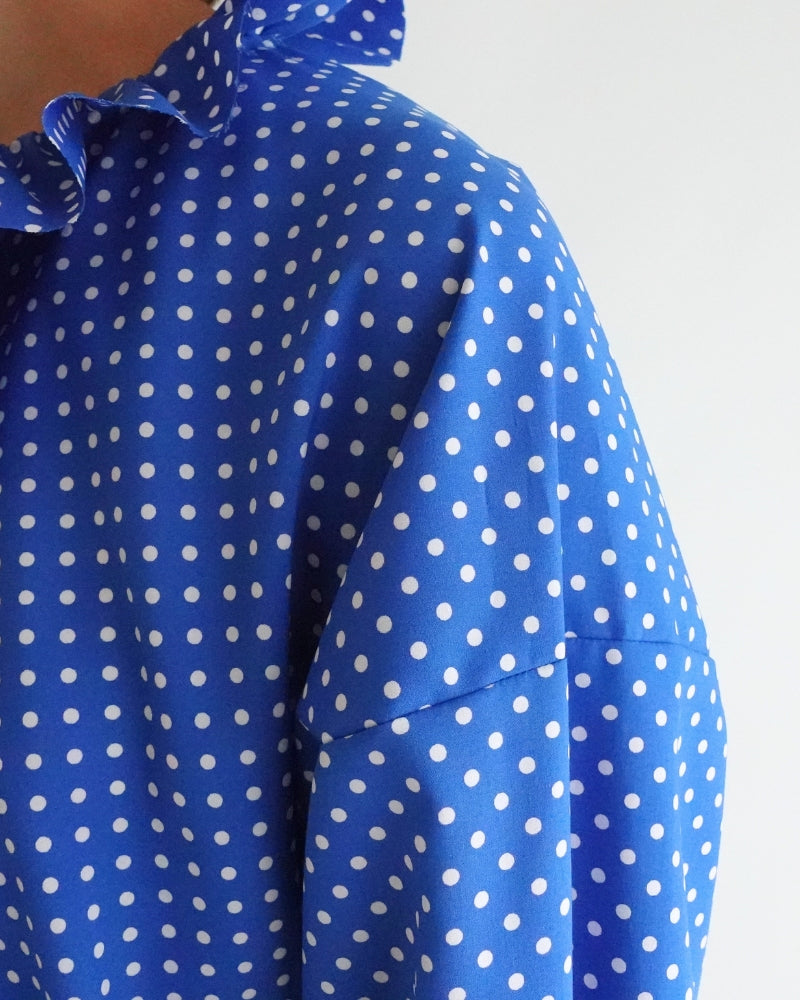 Dot Frill Blouse in Blue
