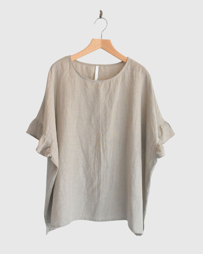 Frill Top Blouse in Natural