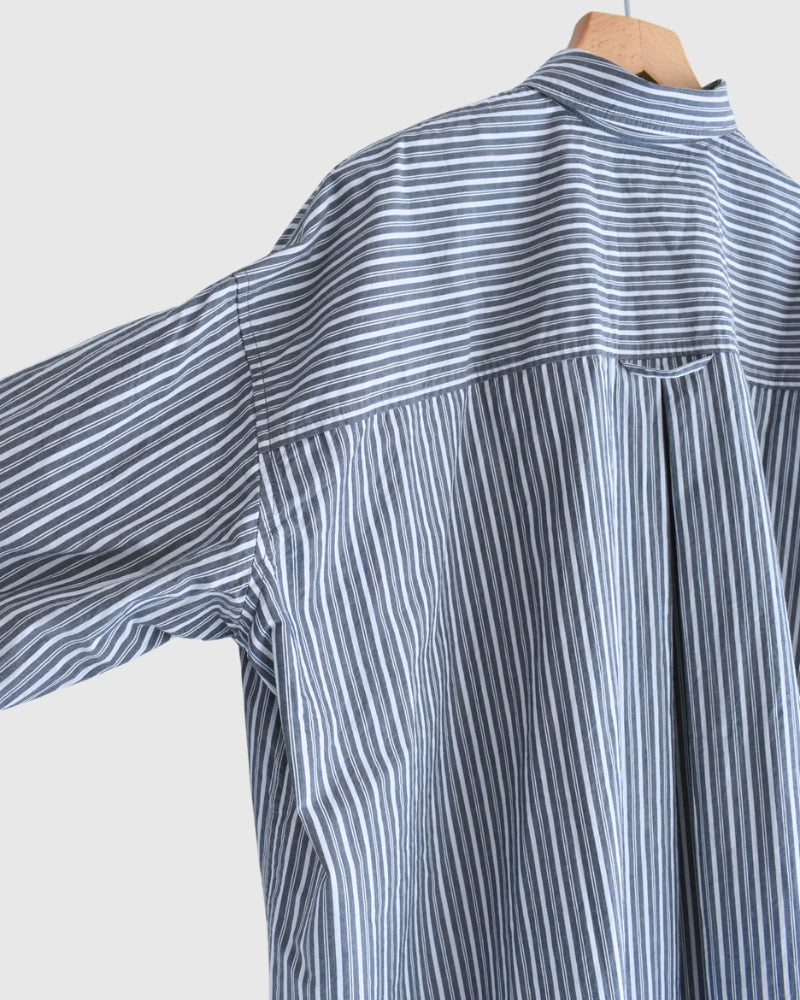 Regular Collar Big Shirt in White/Navy