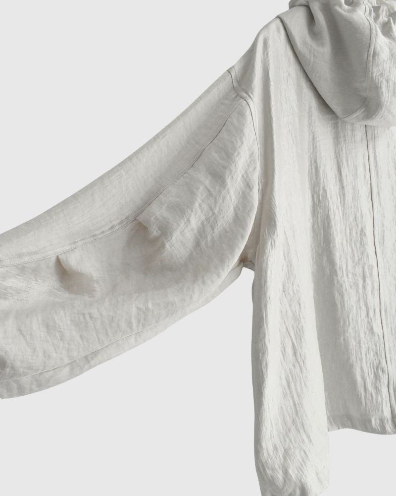 Shiny Hoodie Blouson in OffBeige