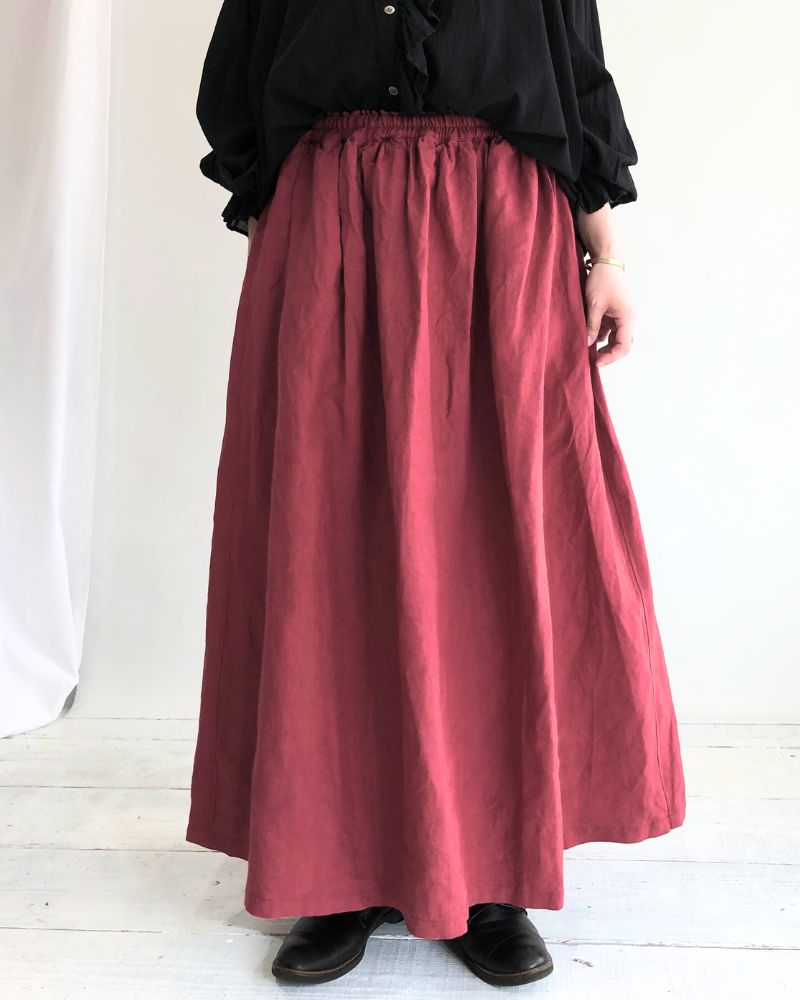 Color Linen Skirt in Red