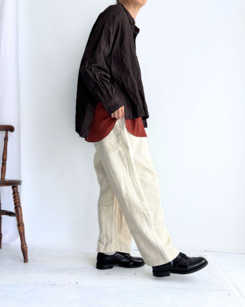 TEORI washed twill loose tapered pants in OffWhite