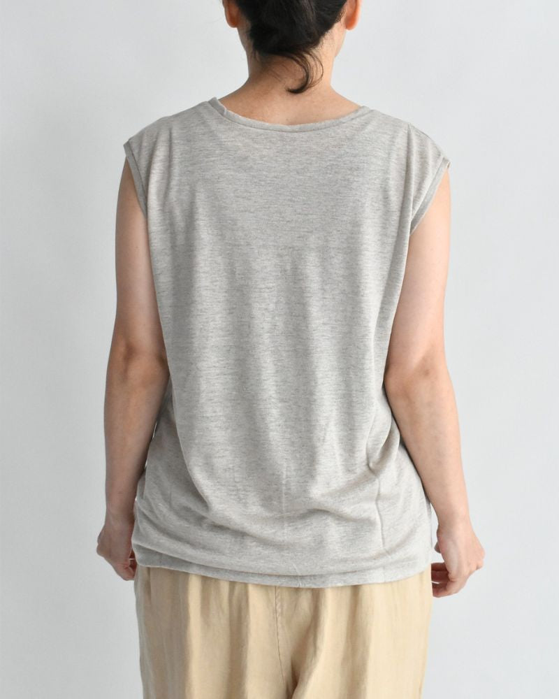 Crewneck Sleeveless T-Shirt in Natural