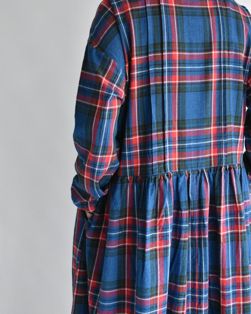 Indigo Tartan Foundation Shirt Dress in Indigo