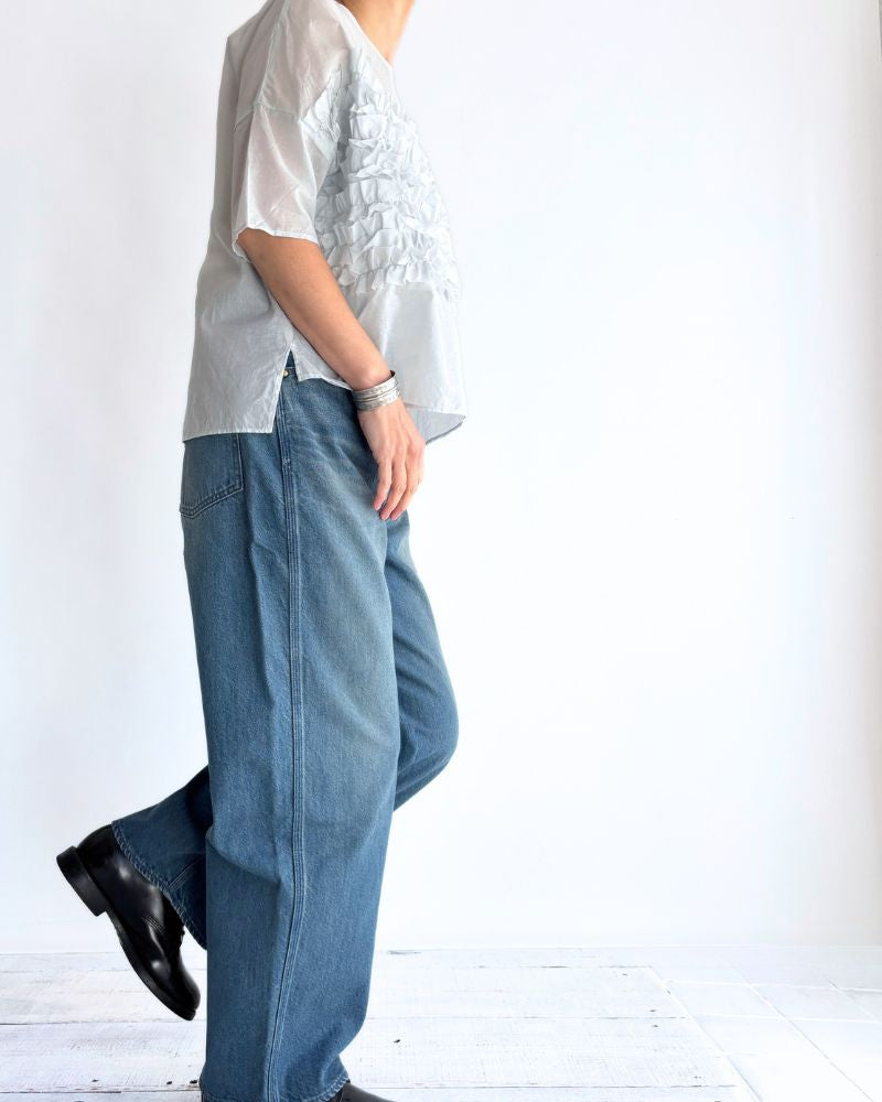 Beside Frill Pullover in PaleBlue