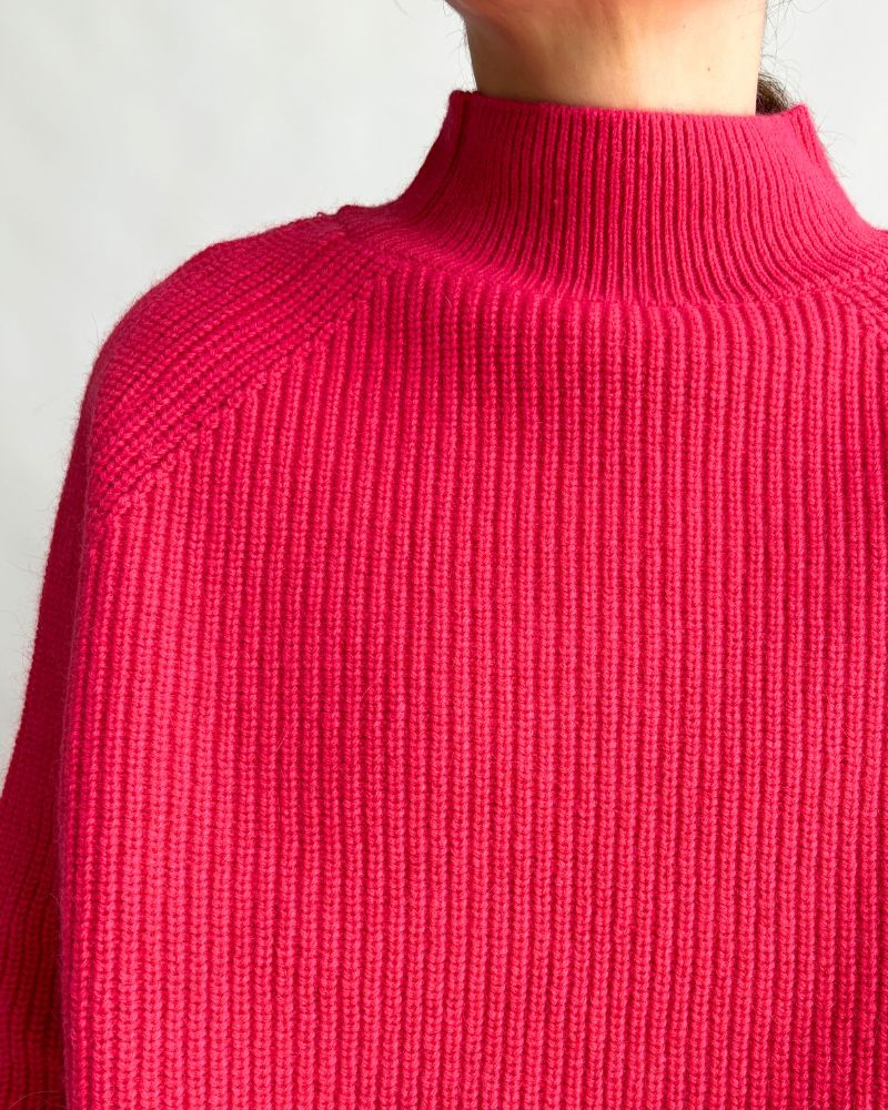 JAPAN RIDGE KNITTING PULLOVER in Pink