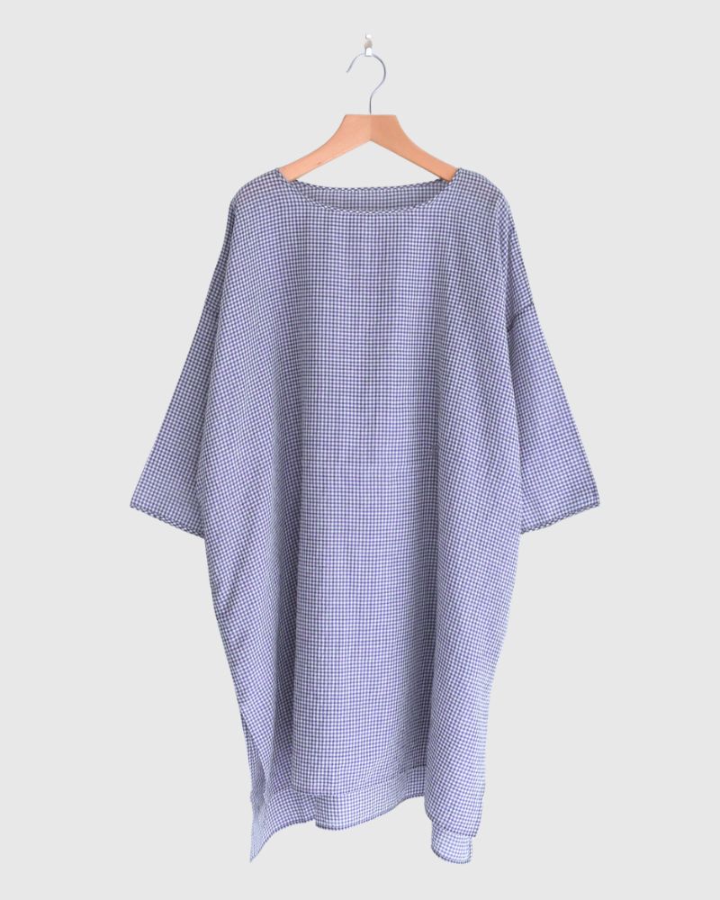 DROP SHOULDER SMOCK DRESS in OffWhite/Purple