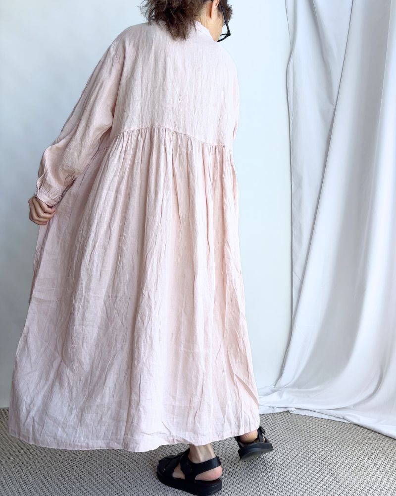 French Linen Dress in Pink