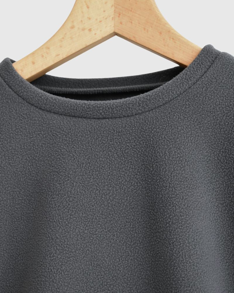 Fleece hem ribbon pullover in Gray