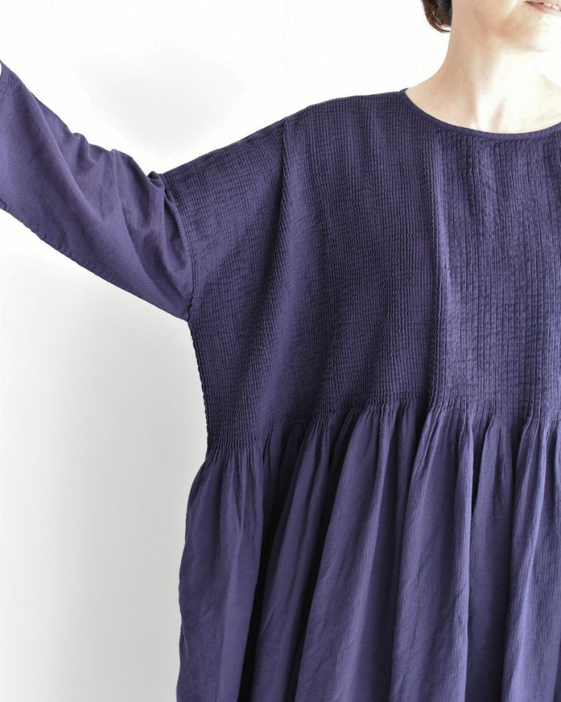 MINI PINTUCK PULLOVER DRESS in Purple