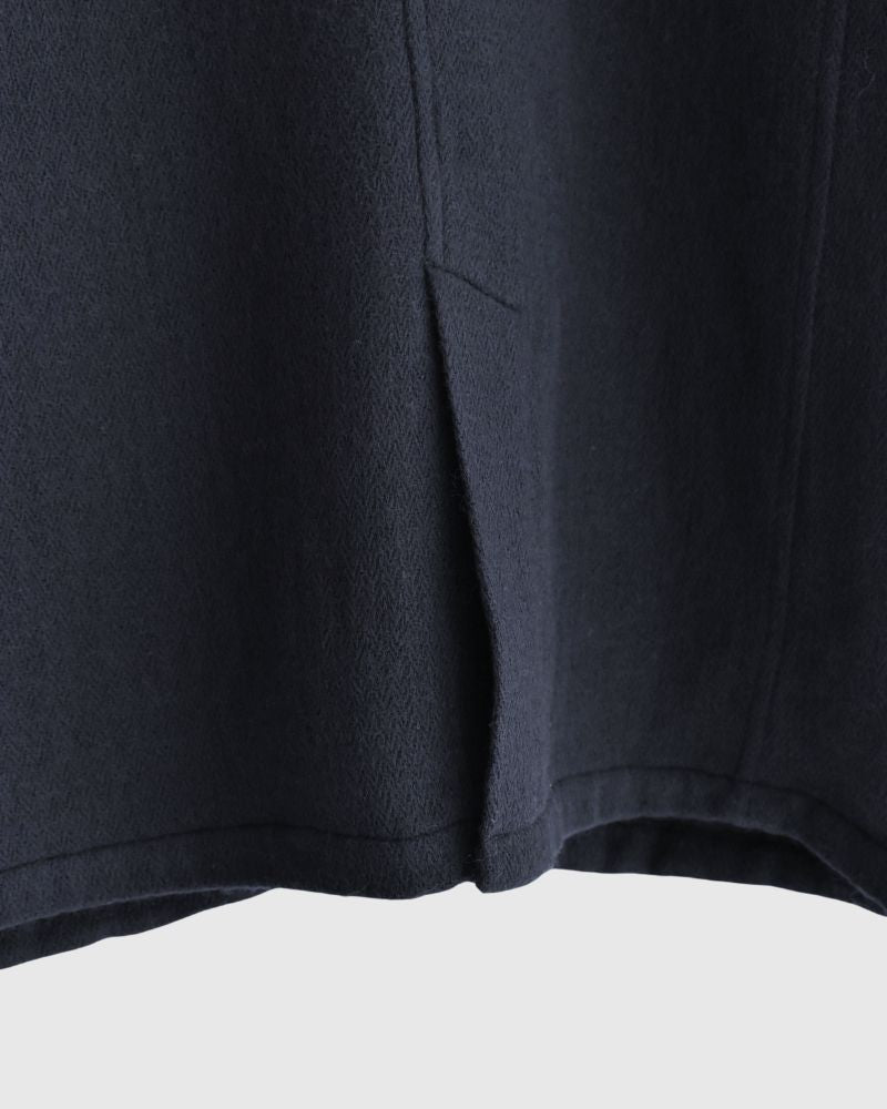 STAND COLLAR FLY FRONT JACKET in Navy