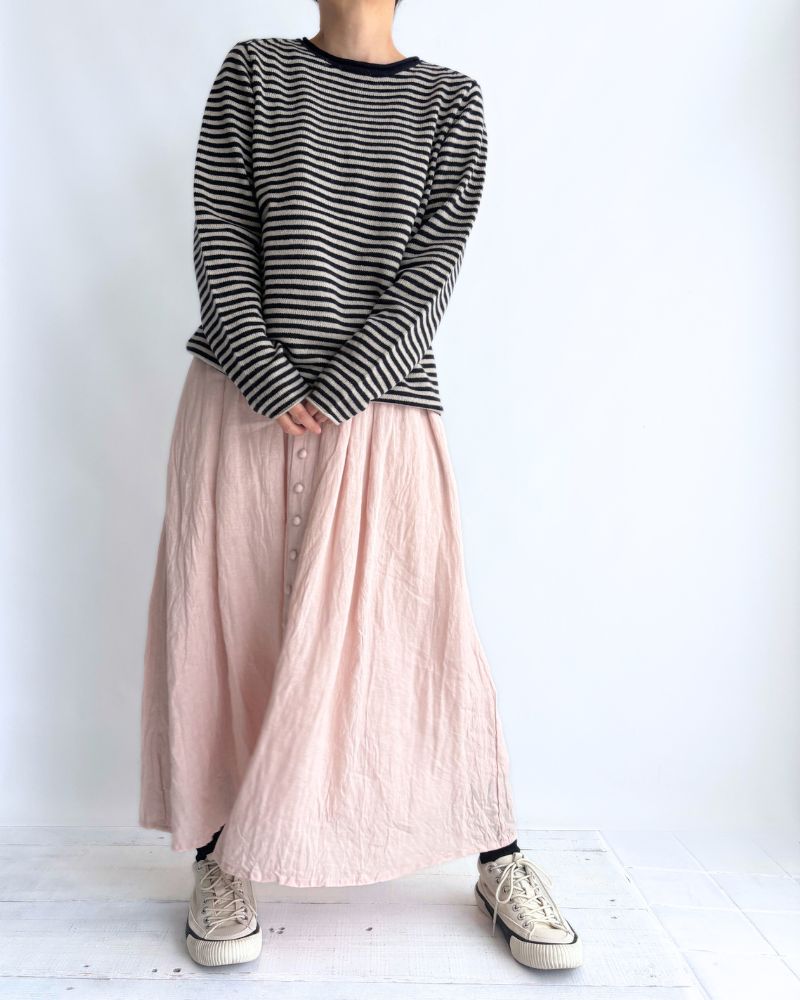 Border knit pullover in Pebblegray/Navy