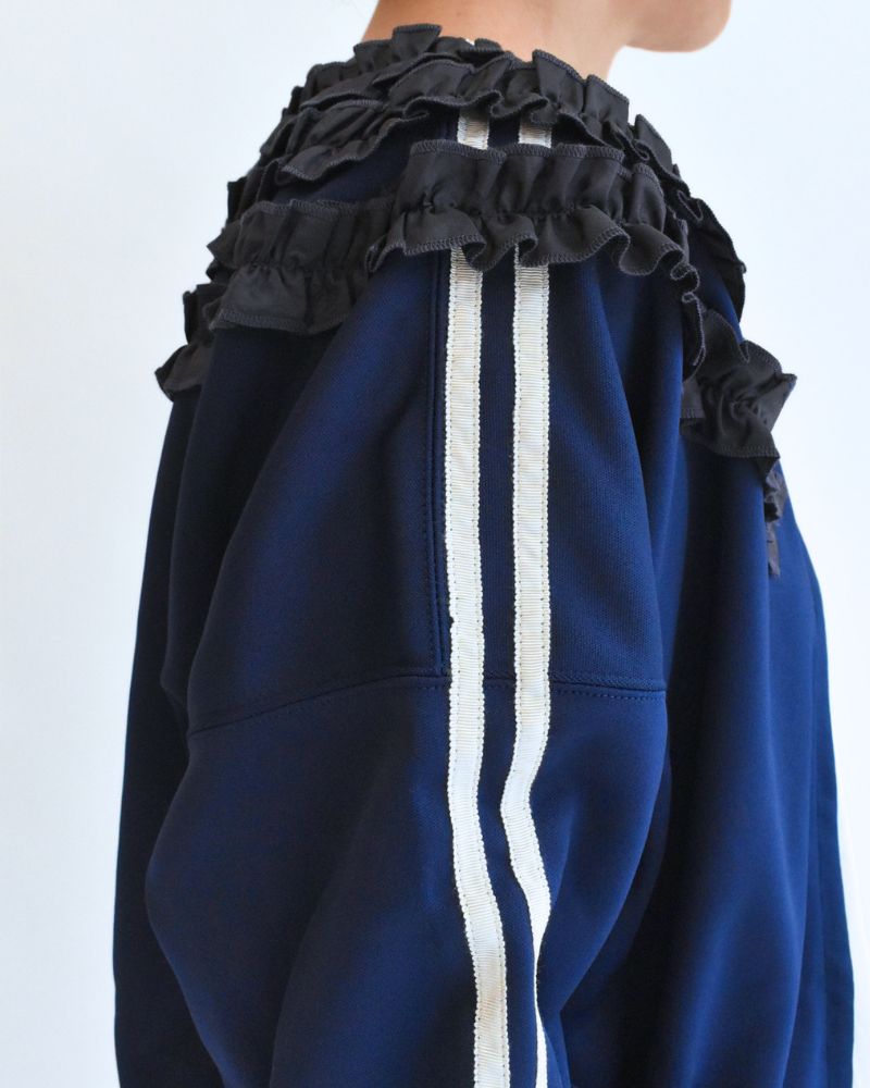 Track Frill Cardigan in Navy