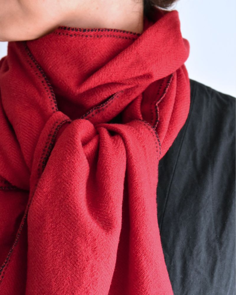 WOOL STOLE 32x188cm in Red/Navy