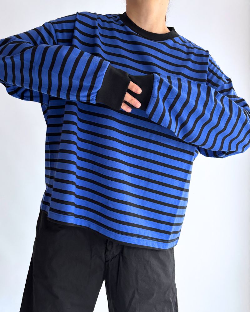 Taco Cotton Striped Long Sleeve T-Shirt Royal in Navy/Black