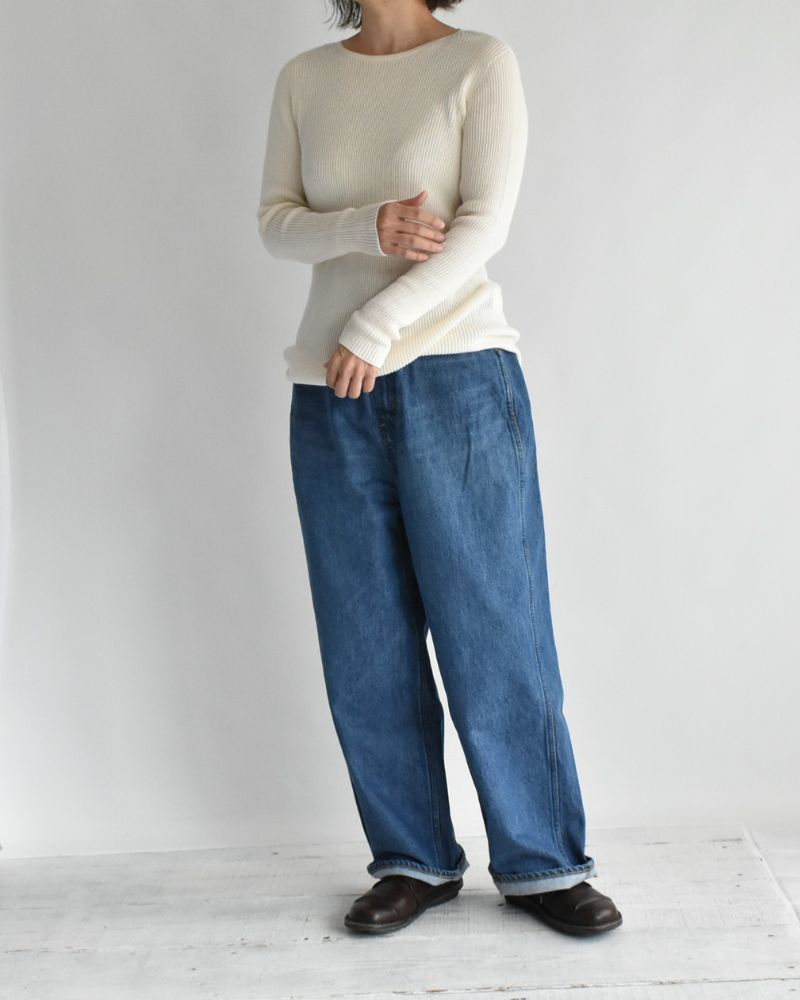 JAPAN WHOLEGARMENT Rib Knit Pullover in Ivory