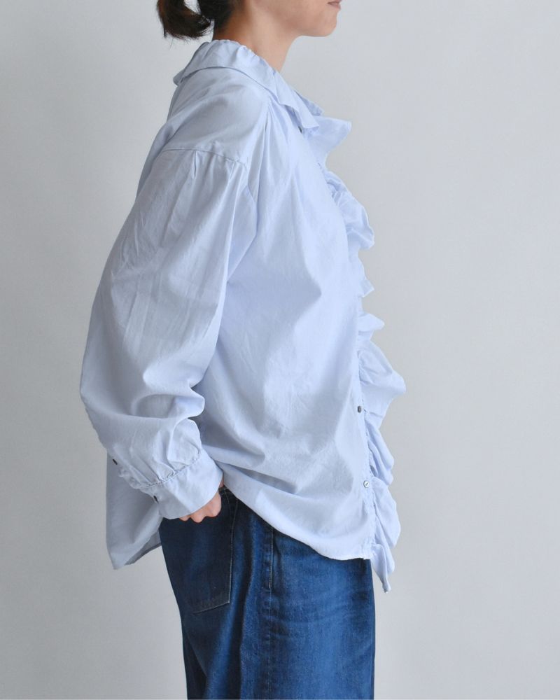 Ruffle Blouse in Sax