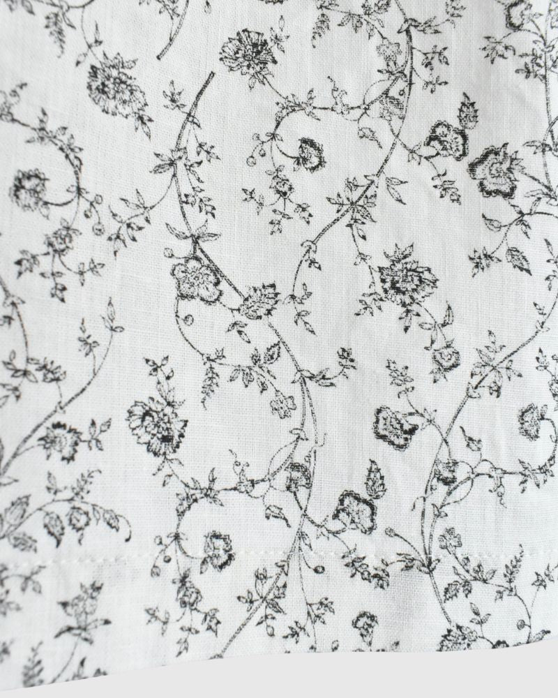 Linen cotton flower shirt in Natural