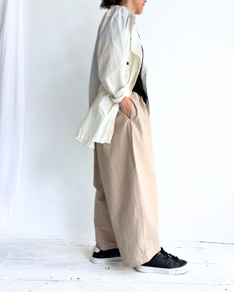 Relaxed Cotton Wide Pants in Beige
