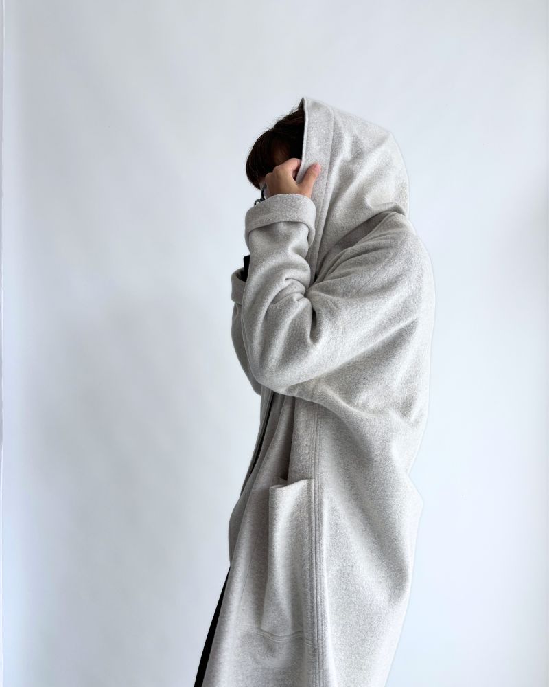 Felt Hooded Coat in OffWhite