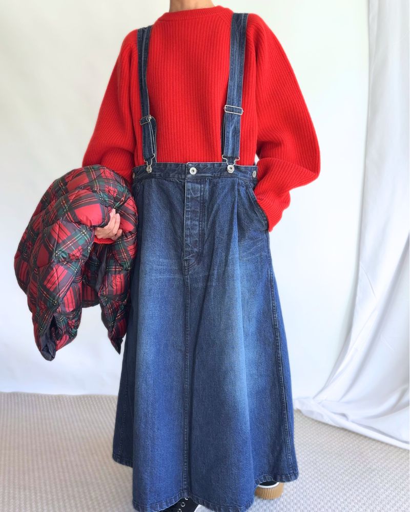 DENIM JUMPER SKIRT in BleachDark