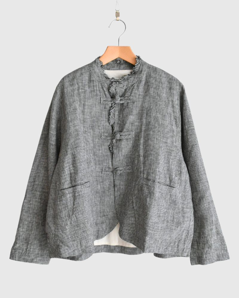 ANONYMOUS FRILL COLLAR CHINA JACKET in GrayBirdsEye