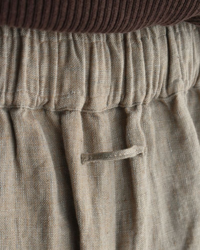 Handwoven 40 Linen Culottes in Beige