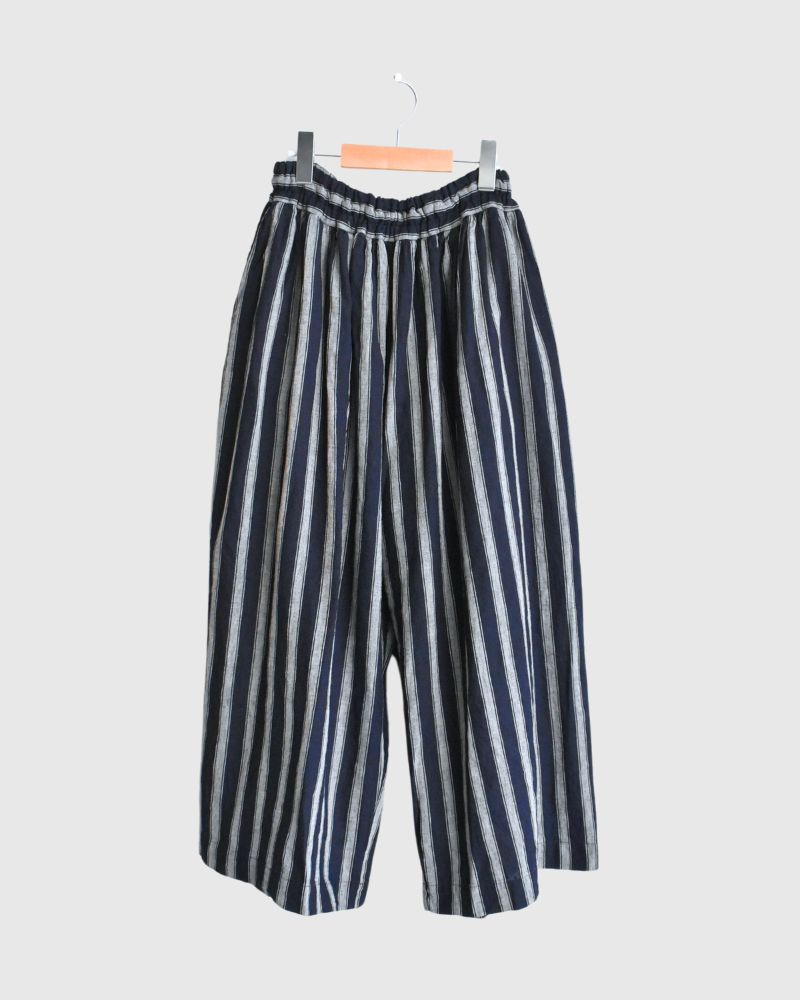 Linen Cotton Stripe Pants in Indigo/Natural