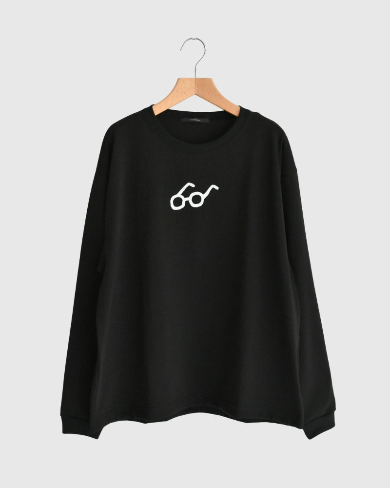 Men's Glasses Long Sleeve Tee in Black TT204p | tsukinowa - miel