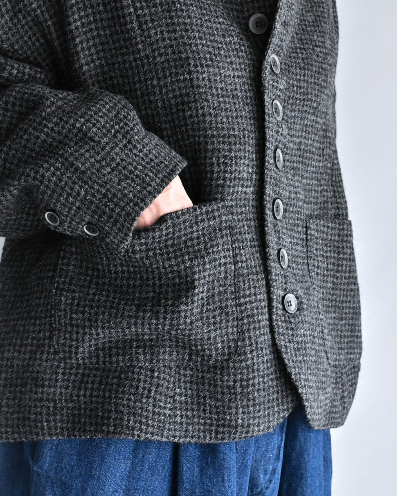 Wool Gauze Houndstooth Jacket in Charcoal