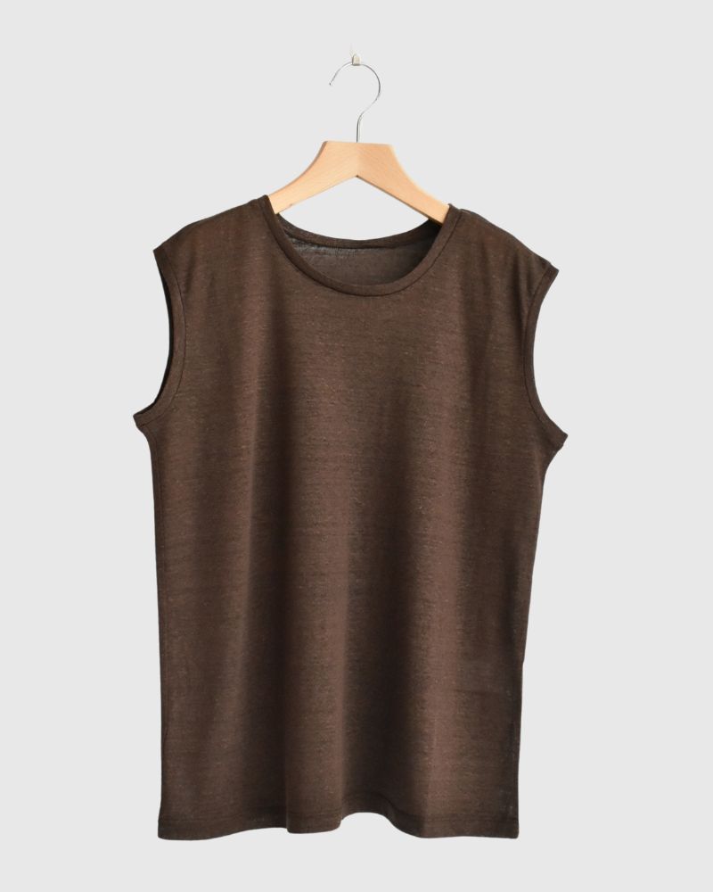 Linen Tank Top in Brown
