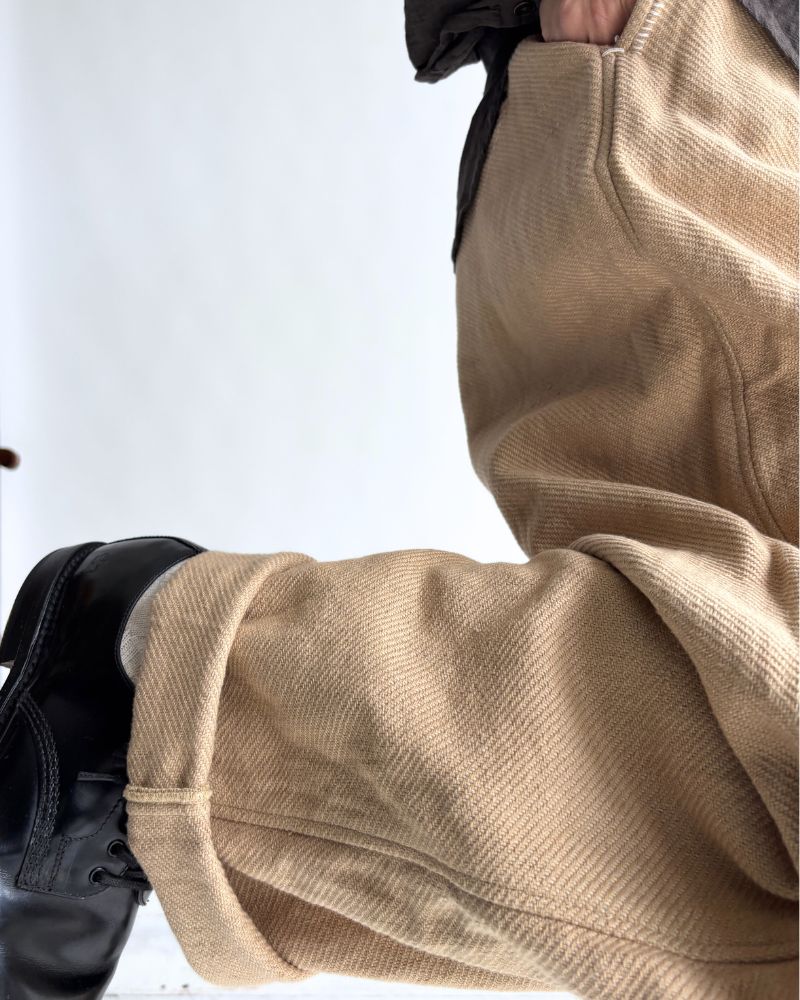 TEORI washed twill loose tapered pants in LightBeige